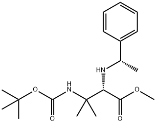 (S)-methyl 3-(tert-butoxycarbonylamino)-3-methyl-2-((S)-1-phenylethylamino)butanoate Structure