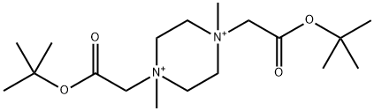 1,4-bis(2-(tert-butoxy)-2-oxoethyl)-1,4-dimethylpiperazine-1,4-diium Struktur