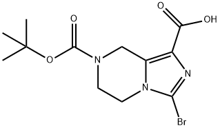 3-bromo-7-(tert-butoxycarbonyl)-5,6,7,8-tetrahydroimidazo[1,5-a]pyrazine-1-carboxylic acid 化学構造式