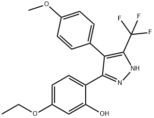 5-ethoxy-2-[4-(4-methoxyphenyl)-5-(trifluoromethyl)-1H-pyrazol-3-yl]phenol 化学構造式