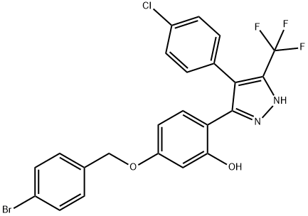 5-[(4-bromobenzyl)oxy]-2-[4-(4-chlorophenyl)-3-(trifluoromethyl)-1H-pyrazol-5-yl]phenol 结构式