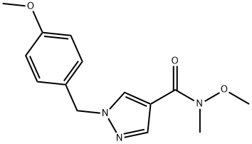 N-methoxy-1-(4-methoxybenzyl)-N-methyl-1H-pyrazole-4-carboxamide Struktur