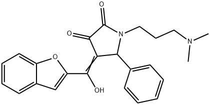 (E)-4-(benzofuran-2-yl(hydroxy)methylene)-1-(3-(dimethylamino)propyl)-5-phenylpyrrolidine-2,3-dione 化学構造式