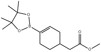 2-(4-(4,4,5,5-テトラメチル-1,3,2-ジオキサボロラン-2-イル)シクロヘキス-3-エニル)酢酸メチル 化学構造式