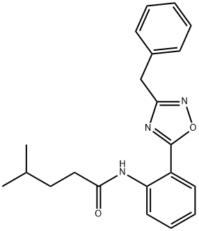 N-[2-(3-benzyl-1,2,4-oxadiazol-5-yl)phenyl]-4-methylpentanamide|