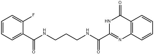 N-{3-[(2-fluorobenzoyl)amino]propyl}-4-oxo-3,4-dihydro-2-quinazolinecarboxamide Struktur