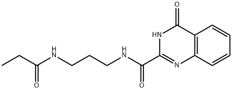 4-hydroxy-N-[3-(propanoylamino)propyl]quinazoline-2-carboxamide Struktur
