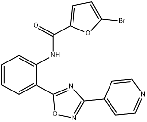 5-bromo-N-{2-[3-(pyridin-4-yl)-1,2,4-oxadiazol-5-yl]phenyl}furan-2-carboxamide 化学構造式