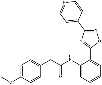2-(4-methoxyphenyl)-N-{2-[3-(pyridin-4-yl)-1,2,4-oxadiazol-5-yl]phenyl}acetamide 化学構造式