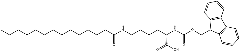 Nα-[(9Hフルオレン-9-イルメトキシ)カルボニル]-Nε-テトラデカノイル-L-リジン 化学構造式