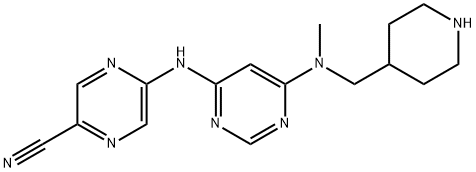 5-((6-(Methyl(piperidin-4-ylmethyl)amino)pyrimidin-4-yl)amino)pyrazine-2-carbonitrile,1137475-36-5,结构式