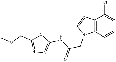 2-(4-chloro-1H-indol-1-yl)-N-[(2E)-5-(methoxymethyl)-1,3,4-thiadiazol-2(3H)-ylidene]acetamide Struktur