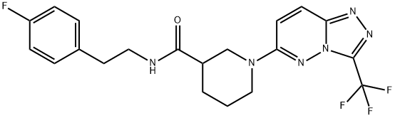 N-[2-(4-fluorophenyl)ethyl]-1-[3-(trifluoromethyl)[1,2,4]triazolo[4,3-b]pyridazin-6-yl]piperidine-3-carboxamide 化学構造式