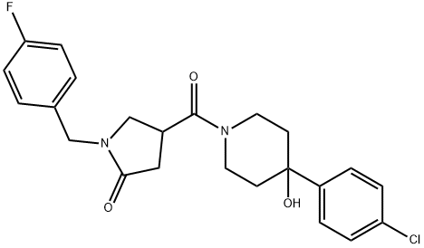 4-{[4-(4-chlorophenyl)-4-hydroxypiperidin-1-yl]carbonyl}-1-(4-fluorobenzyl)pyrrolidin-2-one Struktur
