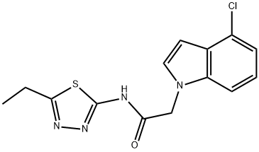 2-(4-chloro-1H-indol-1-yl)-N-[(2E)-5-ethyl-1,3,4-thiadiazol-2(3H)-ylidene]acetamide Struktur