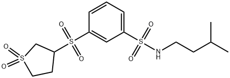 3-[(1,1-dioxidotetrahydro-3-thienyl)sulfonyl]-N-isopentylbenzenesulfonamide 化学構造式