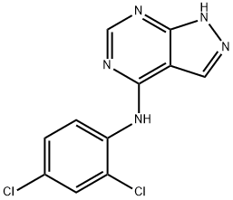 N-(2,4-dichlorophenyl)-2H-pyrazolo[3,4-d]pyrimidin-4-amine 化学構造式