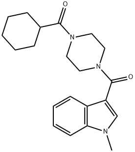 cyclohexyl{4-[(1-methyl-1H-indol-3-yl)carbonyl]piperazin-1-yl}methanone 化学構造式