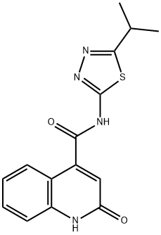 2-hydroxy-N-[5-(propan-2-yl)-1,3,4-thiadiazol-2-yl]quinoline-4-carboxamide Struktur