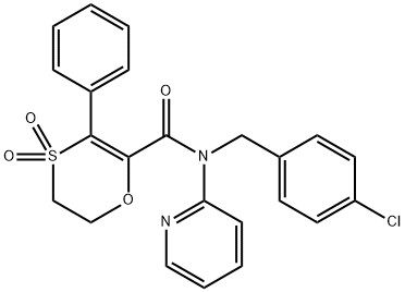 N-(4-chlorobenzyl)-3-phenyl-N-(pyridin-2-yl)-5,6-dihydro-1,4-oxathiine-2-carboxamide 4,4-dioxide Struktur