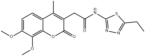 2-(7,8-dimethoxy-4-methyl-2-oxo-2H-chromen-3-yl)-N-[(2E)-5-ethyl-1,3,4-thiadiazol-2(3H)-ylidene]acetamide Structure