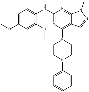 N-(2,4-dimethoxyphenyl)-1-methyl-4-(4-phenylpiperazin-1-yl)-1H-pyrazolo[3,4-d]pyrimidin-6-amine Struktur
