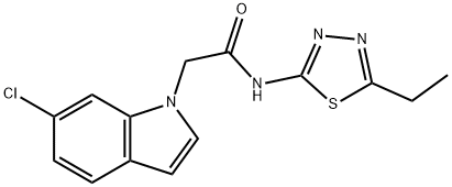 2-(6-chloro-1H-indol-1-yl)-N-[(2E)-5-ethyl-1,3,4-thiadiazol-2(3H)-ylidene]acetamide Struktur