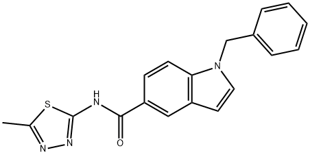 1-benzyl-N-[(2E)-5-methyl-1,3,4-thiadiazol-2(3H)-ylidene]-1H-indole-5-carboxamide Struktur