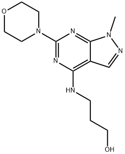 3-{[1-methyl-6-(morpholin-4-yl)-1H-pyrazolo[3,4-d]pyrimidin-4-yl]amino}propan-1-ol Struktur