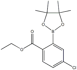 Ethyl 4-chloro-2-(4,4,5,5-tetramethyl-1,3,2-dioxaborolan-2-yl)benzoate 化学構造式