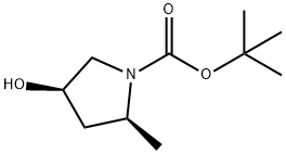 (2S,4R)-4-hydroxy-2-methyl-pyrrolidine-1-carboxylic acid tert-butyl ester Struktur