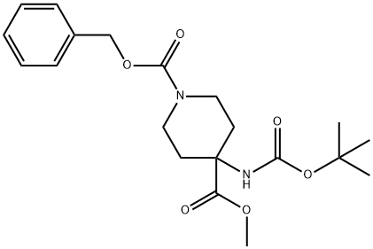 4-[[(1,1-dimethylethoxy)carbonyl]amino]-1,4-Piperidinedicarboxylic acid 4-methyl 1-(phenylmethyl)ester Struktur