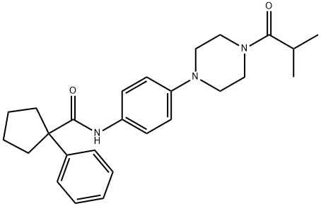N-{4-[4-(2-methylpropanoyl)piperazin-1-yl]phenyl}-1-phenylcyclopentanecarboxamide 化学構造式