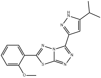 3-(3-isopropyl-1H-pyrazol-5-yl)-6-(2-methoxyphenyl)[1,2,4]triazolo[3,4-b][1,3,4]thiadiazole 化学構造式