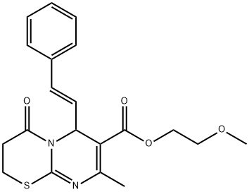 (E)-2-methoxyethyl 8-methyl-4-oxo-6-styryl-2,3,4,6-tetrahydropyrimido[2,1-b][1,3]thiazine-7-carboxylate,1164495-83-3,结构式