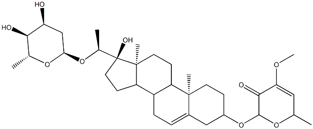 2H-Pyran-3(6H)-one,2-[[(3b,20S)-20-[(2,6-dideoxy-b-D-arabino-hexopyranosyl)oxy]-17-hydroxypregn-5-en-3-yl]oxy]-4-methoxy-6-methyl-
|北五加皮苷M