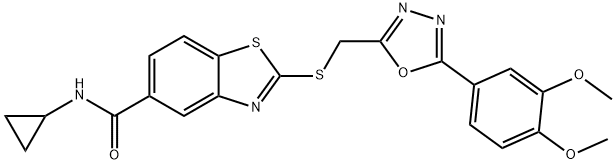 N-cyclopropyl-2-({[5-(3,4-dimethoxyphenyl)-1,3,4-oxadiazol-2-yl]methyl}sulfanyl)-1,3-benzothiazole-5-carboxamide Structure