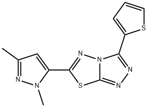 6-(1,3-dimethyl-1H-pyrazol-5-yl)-3-(thiophen-2-yl)[1,2,4]triazolo[3,4-b][1,3,4]thiadiazole 化学構造式