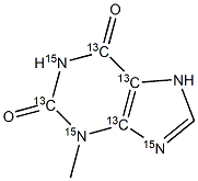 2,6-二羟基-3-甲基嘌呤-13C4,15N3 (2,4,5,6-13C4, 1,3,9-15N3), 1173022-61-1, 结构式