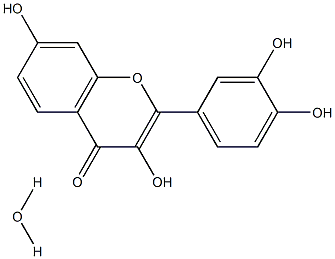 2-(3,4-Dihydroxyphenyl)-3,7-dihydroxy-4H-chromen-4-one hydrate Struktur