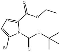 5-bromo-1H-Pyrrole-1,2-dicarboxylic acid 1-(1,1-dimethylethyl) 2-ethyl ester Struktur