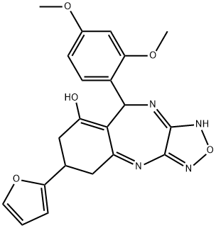 9-(2,4-dimethoxyphenyl)-6-(furan-2-yl)-6,7,9,10-tetrahydro-5H-benzo[e][1,2,5]oxadiazolo[3,4-b][1,4]diazepin-8-ol Structure