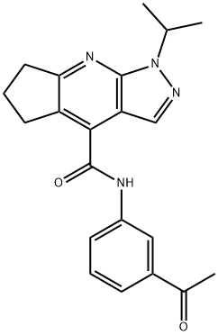 N-(3-acetylphenyl)-1-(propan-2-yl)-1,5,6,7-tetrahydrocyclopenta[b]pyrazolo[4,3-e]pyridine-4-carboxamide 化学構造式