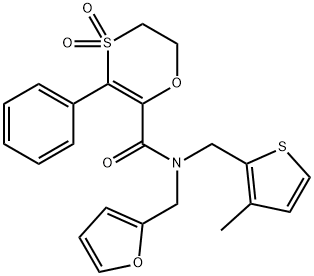 N-(furan-2-ylmethyl)-N-[(3-methylthiophen-2-yl)methyl]-3-phenyl-5,6-dihydro-1,4-oxathiine-2-carboxamide 4,4-dioxide,1179403-96-3,结构式