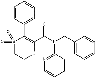 N-benzyl-3-phenyl-N-(pyridin-2-yl)-5,6-dihydro-1,4-oxathiine-2-carboxamide 4,4-dioxide Struktur