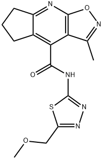 N-[(2E)-5-(methoxymethyl)-1,3,4-thiadiazol-2(3H)-ylidene]-3-methyl-6,7-dihydro-5H-cyclopenta[b][1,2]oxazolo[4,5-e]pyridine-4-carboxamide Struktur