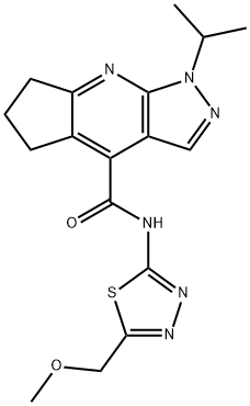 N-[(2E)-5-(methoxymethyl)-1,3,4-thiadiazol-2(3H)-ylidene]-1-(propan-2-yl)-1,5,6,7-tetrahydrocyclopenta[b]pyrazolo[4,3-e]pyridine-4-carboxamide Structure