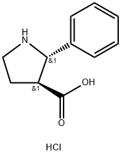 反式-2-苯基吡咯烷-3-羧酸盐酸盐,1187931-65-2,结构式
