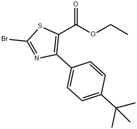 Ethyl 2-bromo-4-(4-(tert-butyl)phenyl)thiazole-5-carboxylate 化学構造式