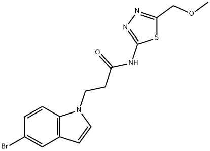 3-(5-bromo-1H-indol-1-yl)-N-[(2E)-5-(methoxymethyl)-1,3,4-thiadiazol-2(3H)-ylidene]propanamide Struktur
